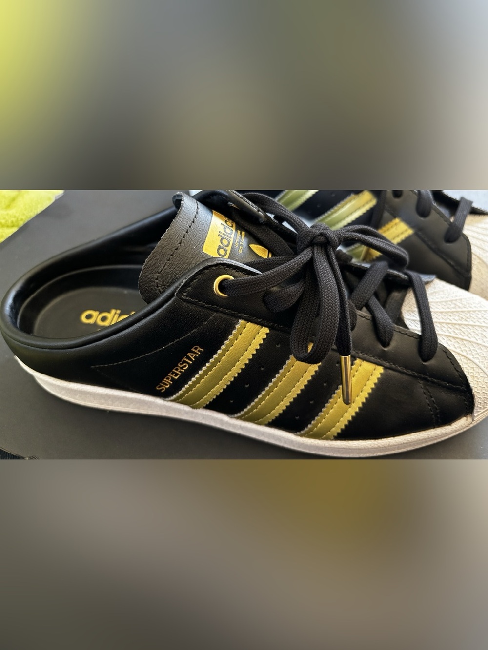 Authentic Adidas Originals Superstar Mule Slip On Black Gold Women’s Size US 7.5